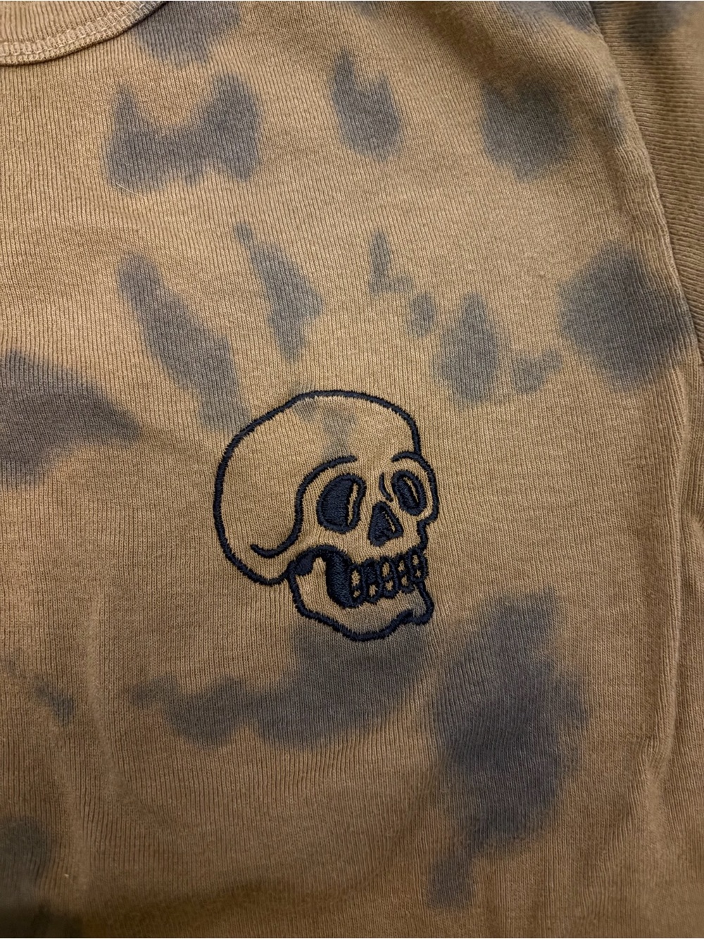 brown tie dye skull baby tee